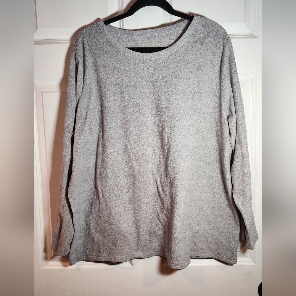 Croft & Barrow Gray Fleece Long Sleeve Top 2X